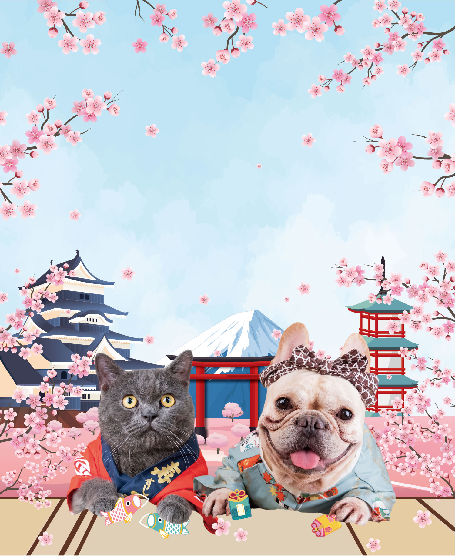 櫻の鳥居魔法拍<br>櫻花、鳥居、繪馬祈福